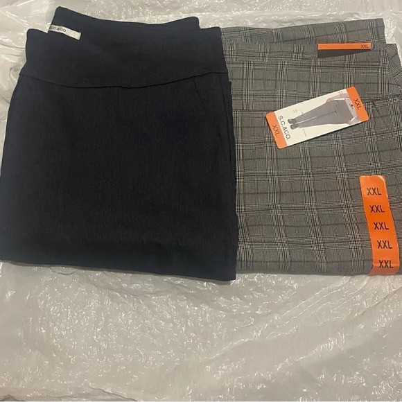 S.C & CO ladies tummy control pull-on pants 1 Blue 1 Black & White XXL - Picture 2 of 14